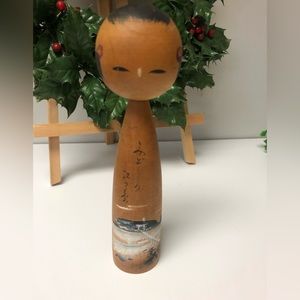 Vintage Signed Bobble Head style Kokeshi Doll 8” Tall Great Condition